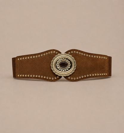 Ceinture large sculptante élastique à boucle soleil