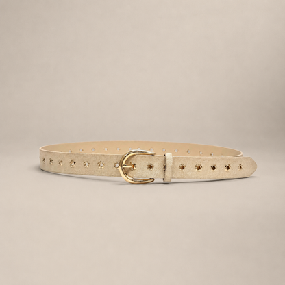 Ceinture beige bohème à détails dorés