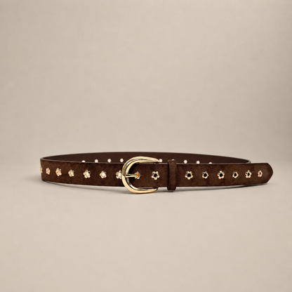 Ceinture beige bohème à détails dorés