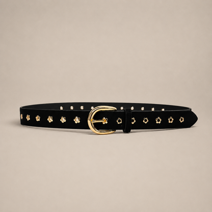 Ceinture beige bohème à détails dorés