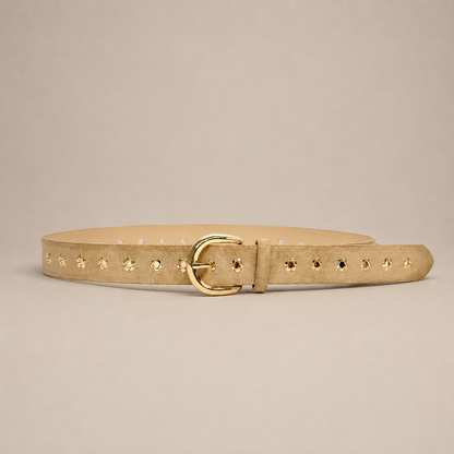 Ceinture beige bohème à détails dorés