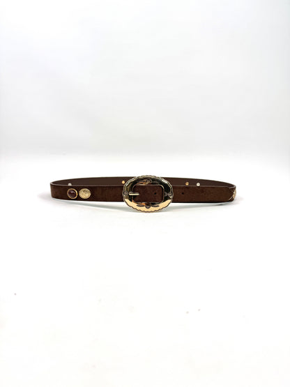 Ceinture chic à boucle écaille dorée