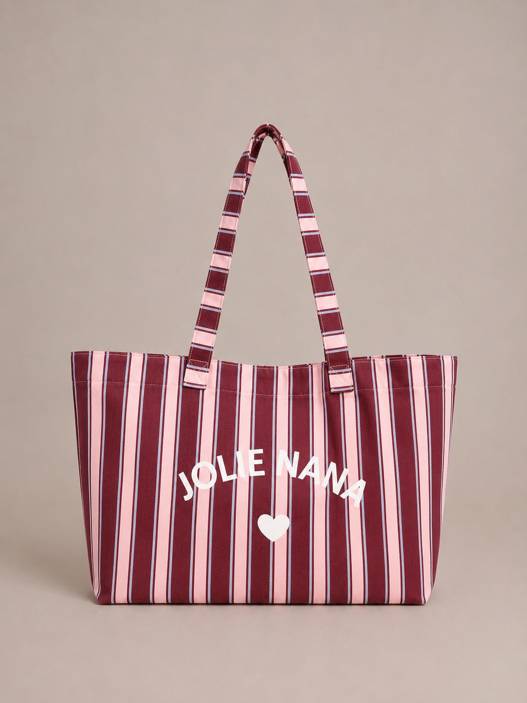 Sac tote bag en coton rayé coeur de "Jolie Nana"