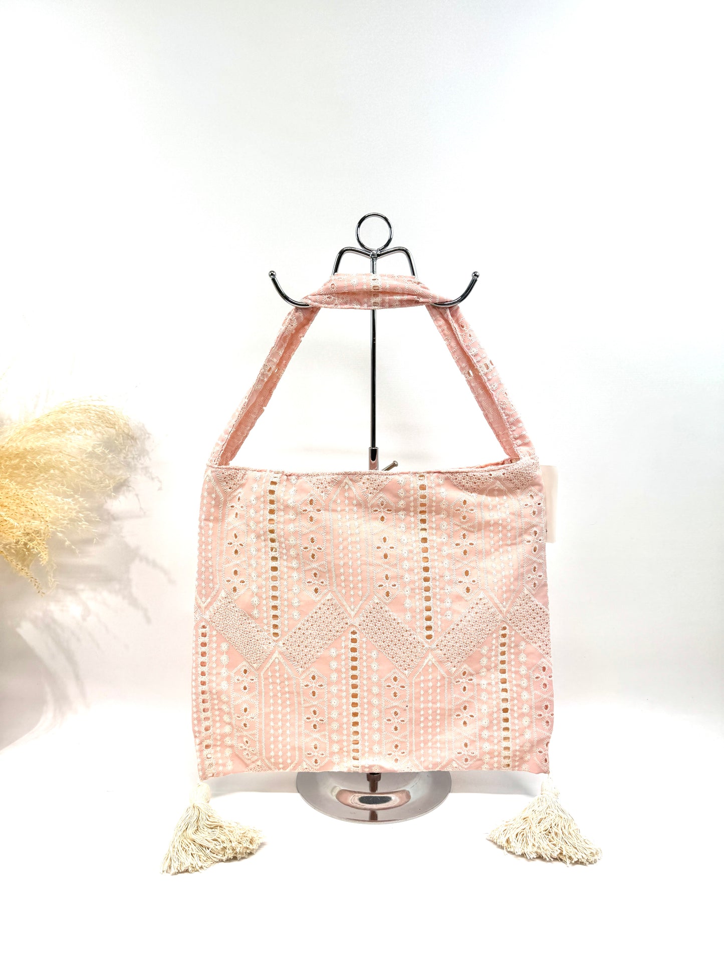 Sac fourre tout dentelle à franges pompons