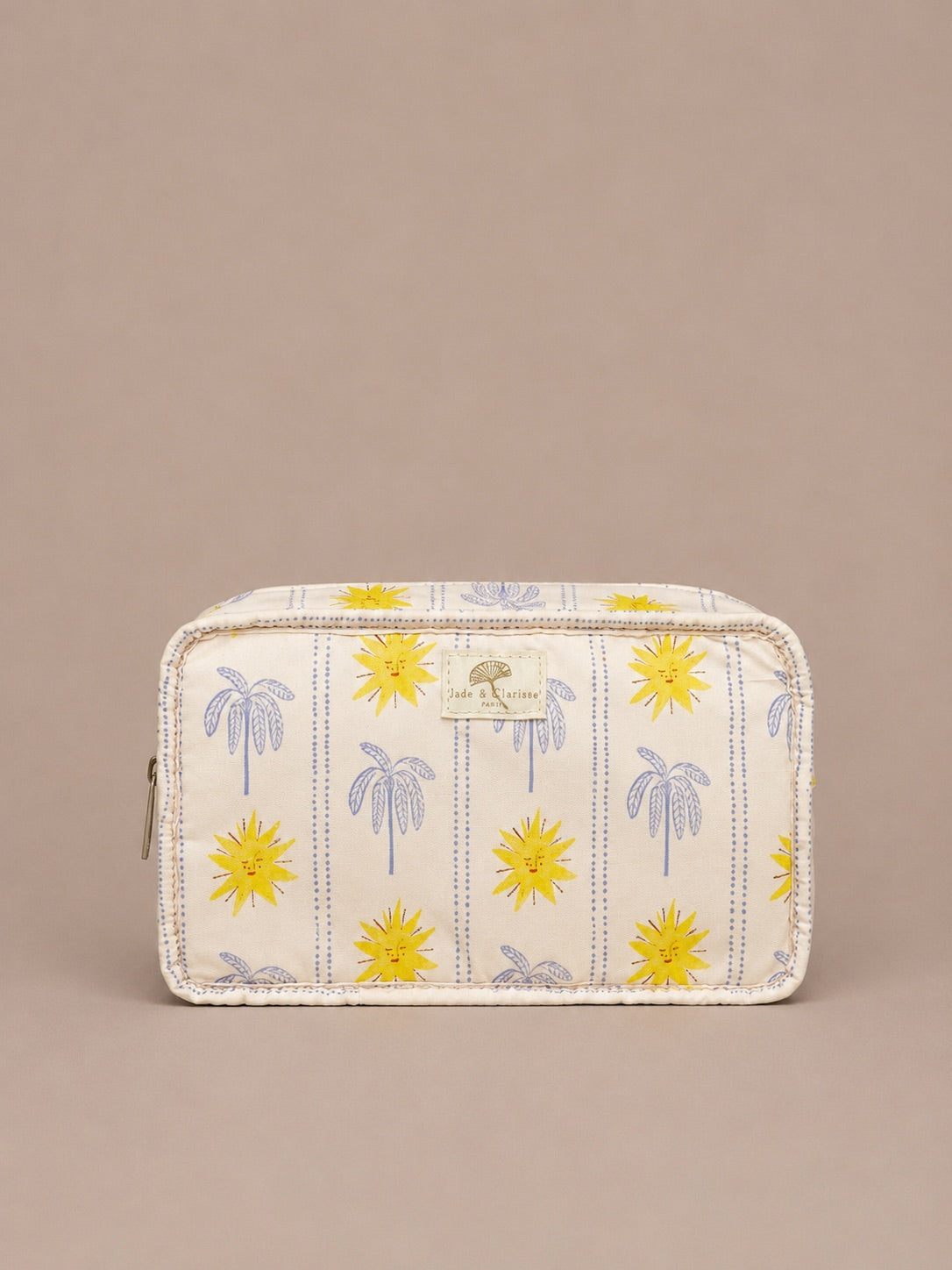 Trousse matelassée en coton réversible "Soleil"
