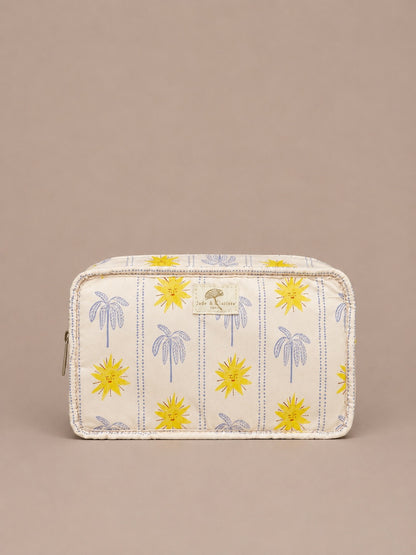 Trousse matelassée en coton réversible "Soleil"