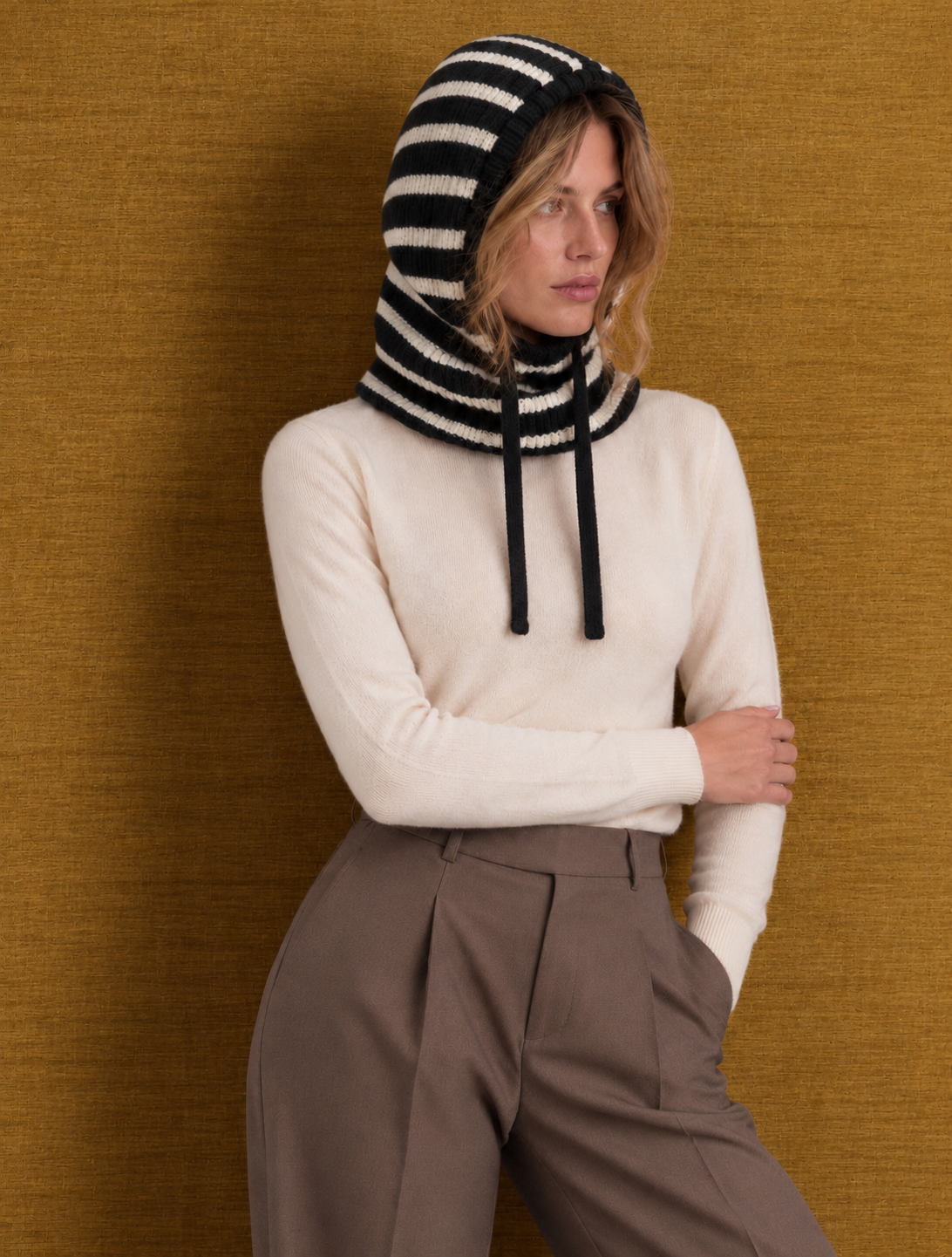 Cagoule en laine rayée - LISA