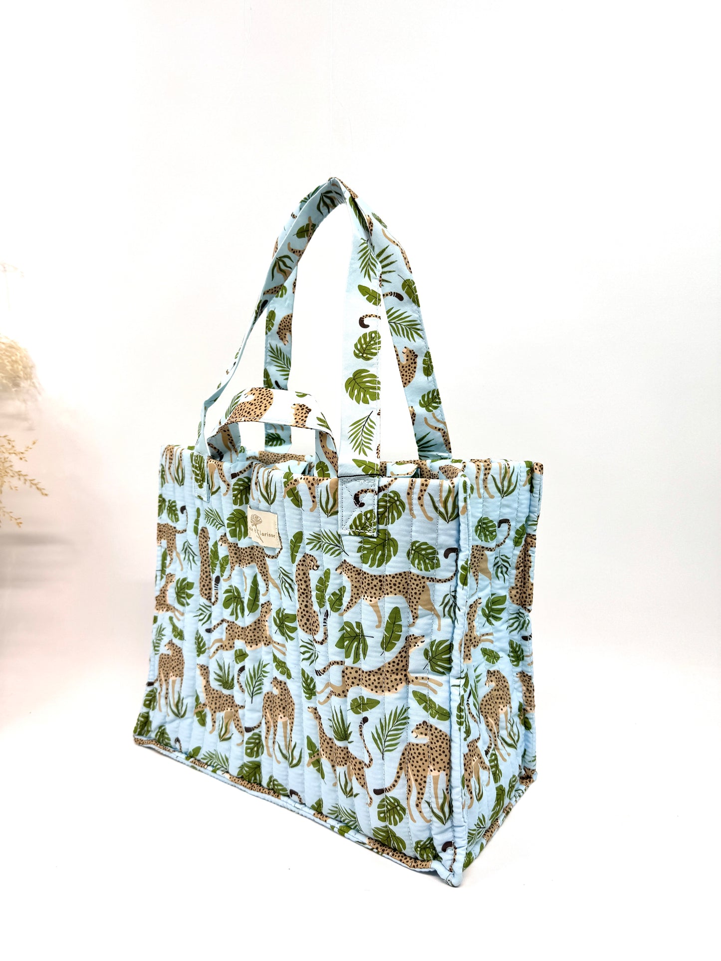 Sac cabas matelassé imprimé félin