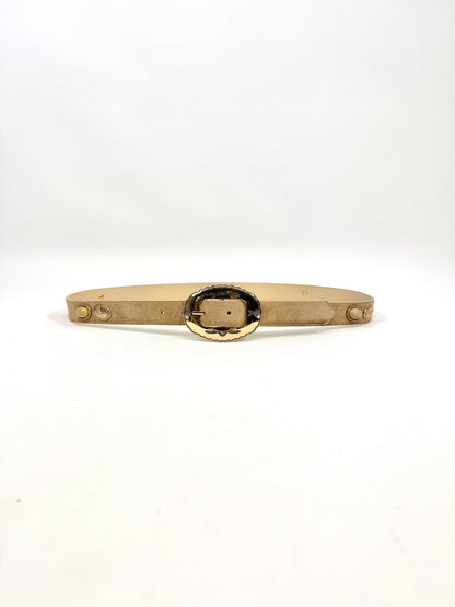 Ceinture chic à boucle écaille dorée