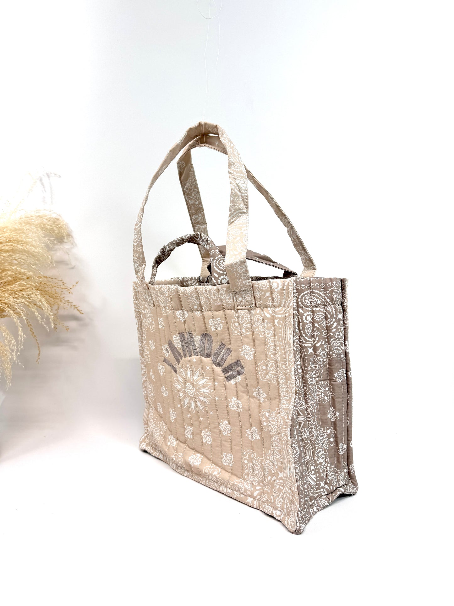 Sac cabas coton style bandana bicolore "Amour"