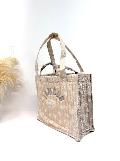 Sac cabas coton style bandana bicolore "Amour"