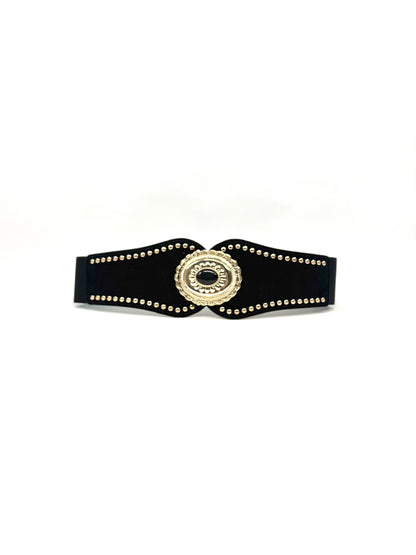 Ceinture large sculptante élastique à boucle soleil