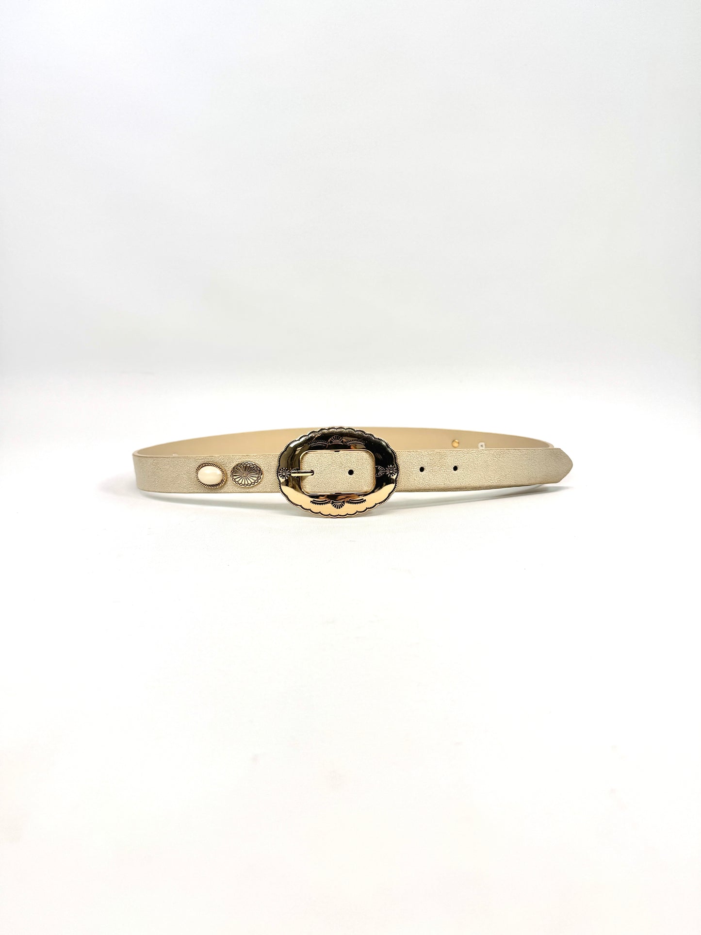 Ceinture chic à boucle écaille dorée