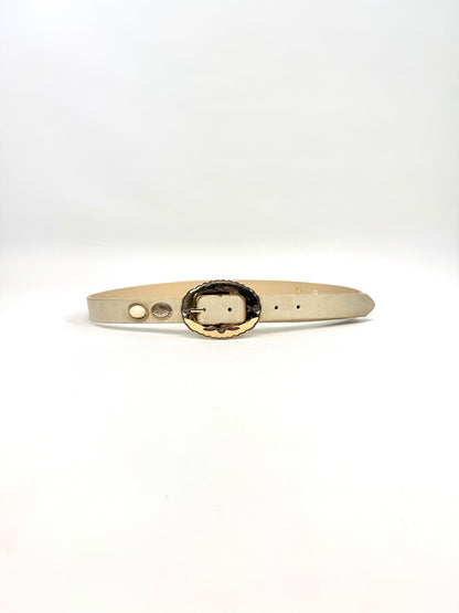 Ceinture chic à boucle écaille dorée