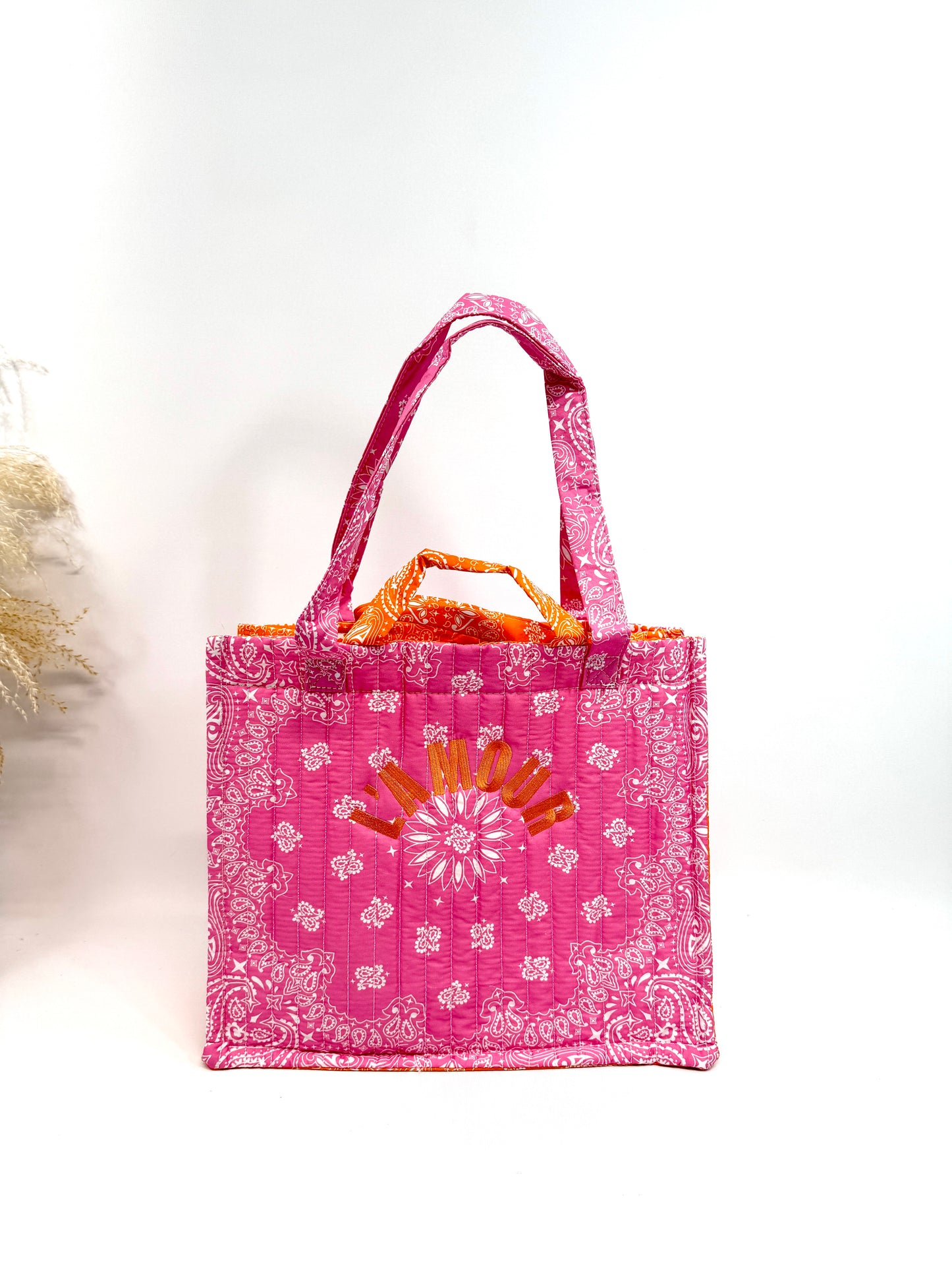 Sac cabas coton style bandana bicolore "Amour"