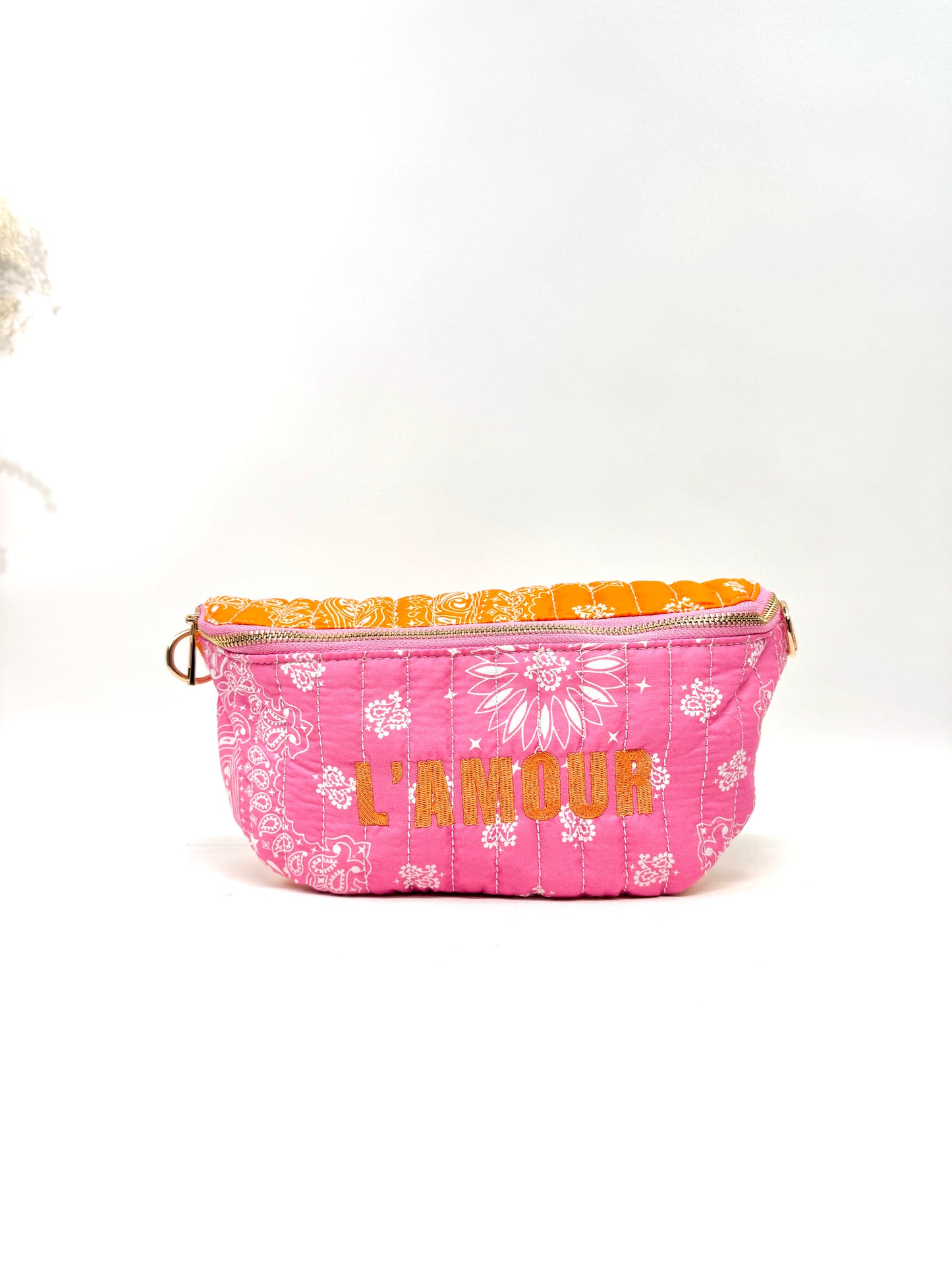 Sac banane coton style bandana bicolore "Amour"