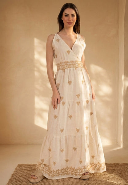 Robe palazzo coton à broderies