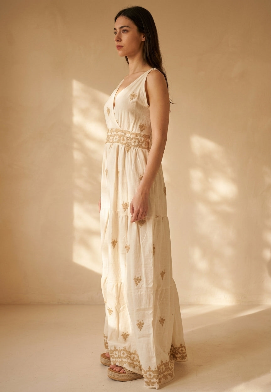 Robe palazzo coton à broderies