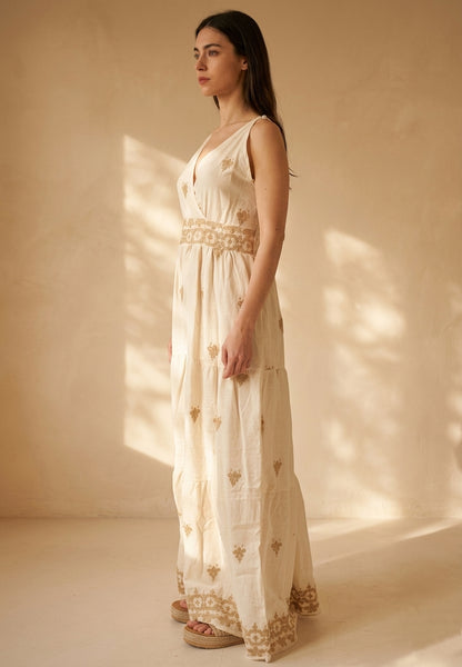 Robe palazzo coton à broderies