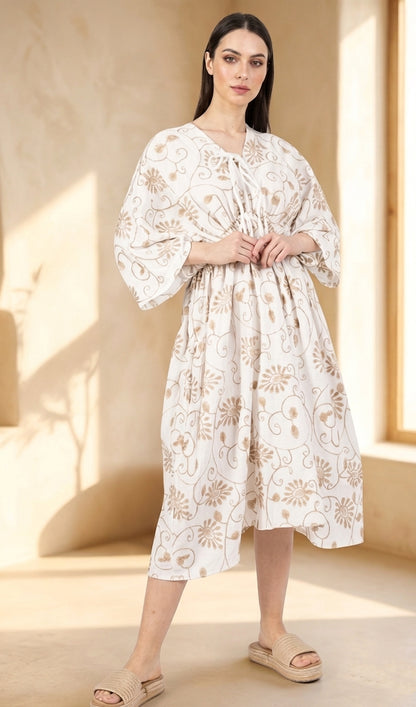 Robe fluide coton à broderie floral