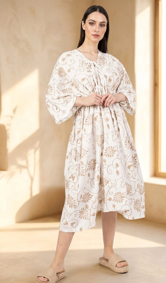 Robe fluide coton à broderie floral
