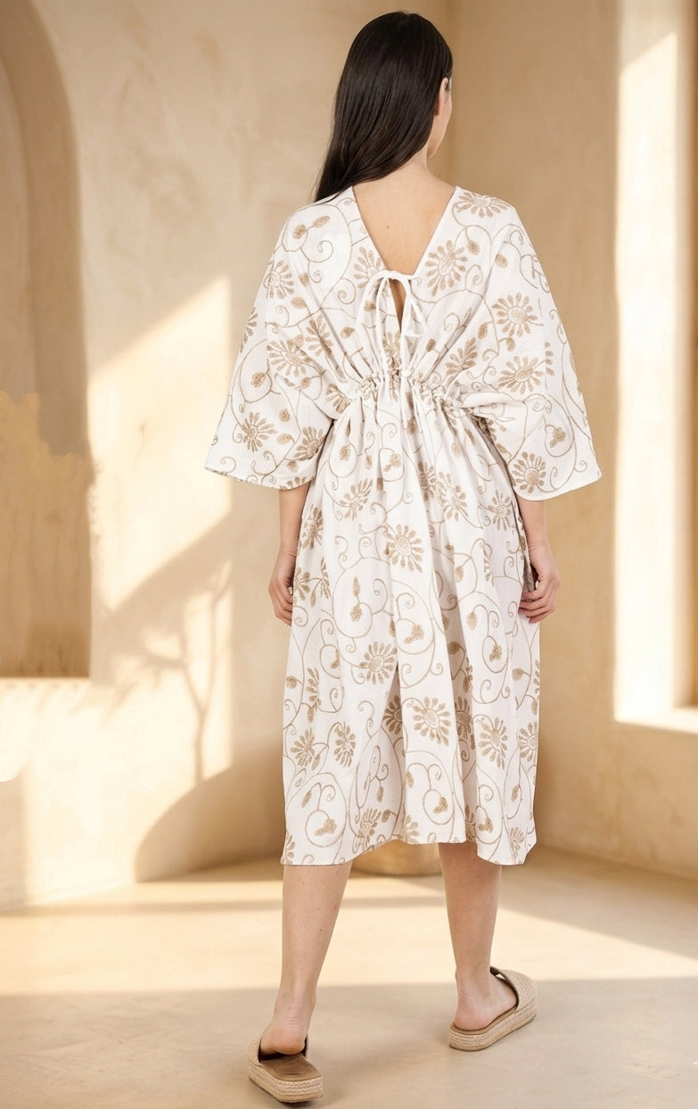 Robe fluide coton à broderie floral