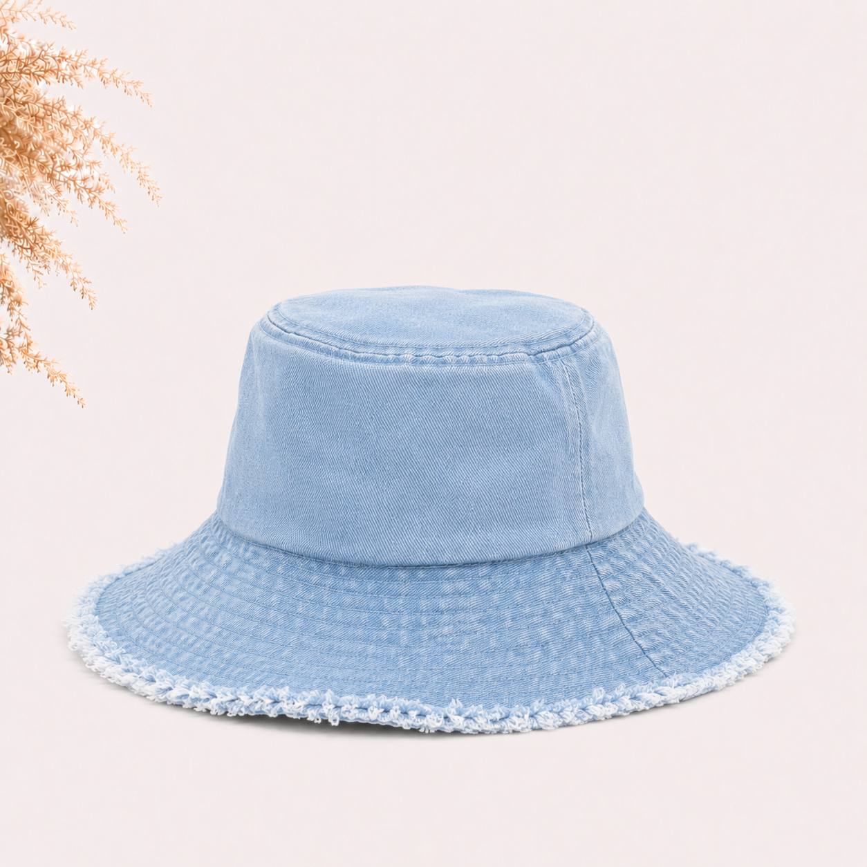 Bob denim à finition effilochée
