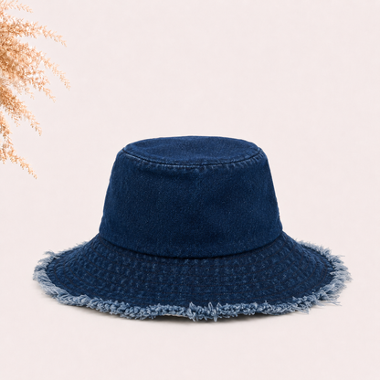 Bob denim à finition effilochée