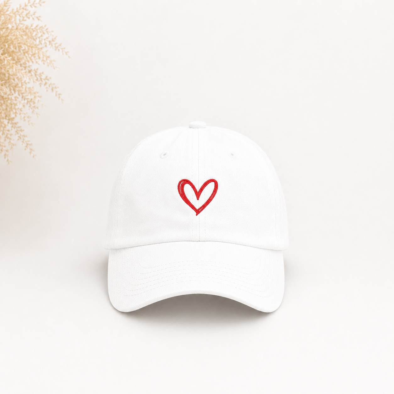 Casquette effet denim à broderie cœur