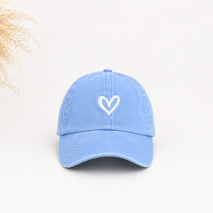 Casquette effet denim à broderie cœur