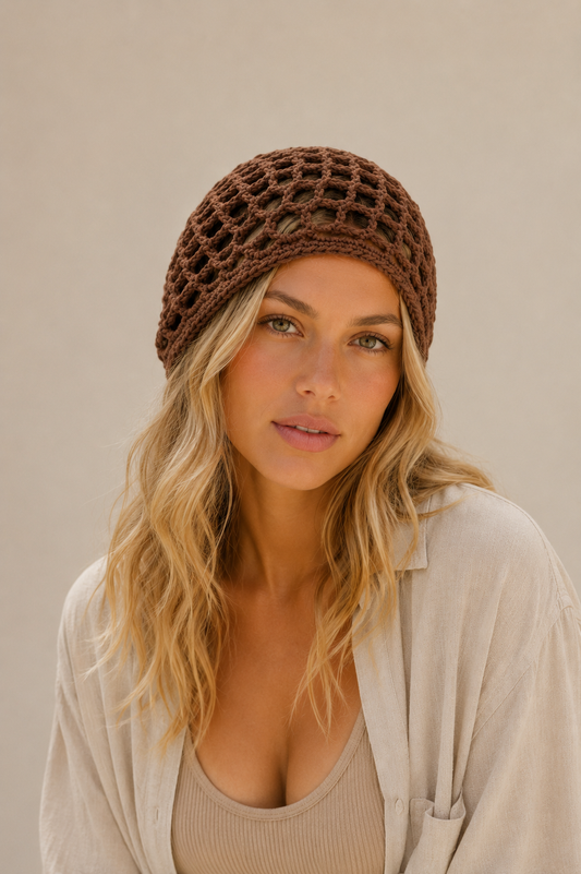 Bonnet en maille crochetée texturée
